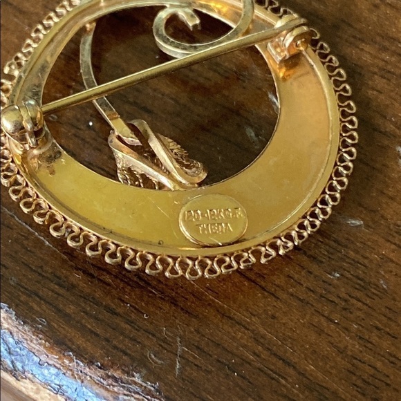 THEDA 12 K GOLD FILLED PEARL BROOCH ART DECO - Picture 5 of 6